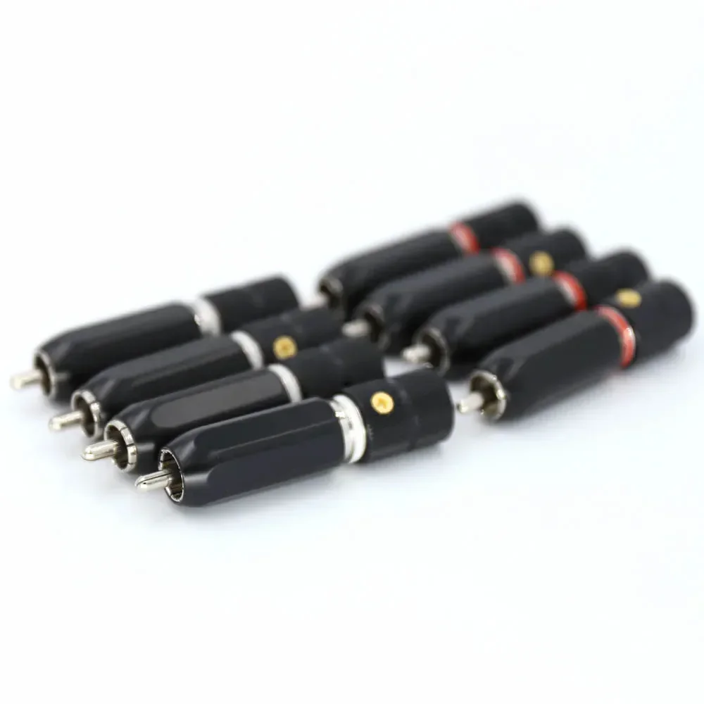 4x 잠금식 로듐 도금 RCA 포노 커넥터(9mm 구리 케이블 포함) 오디오 장비용 고음질 음질
