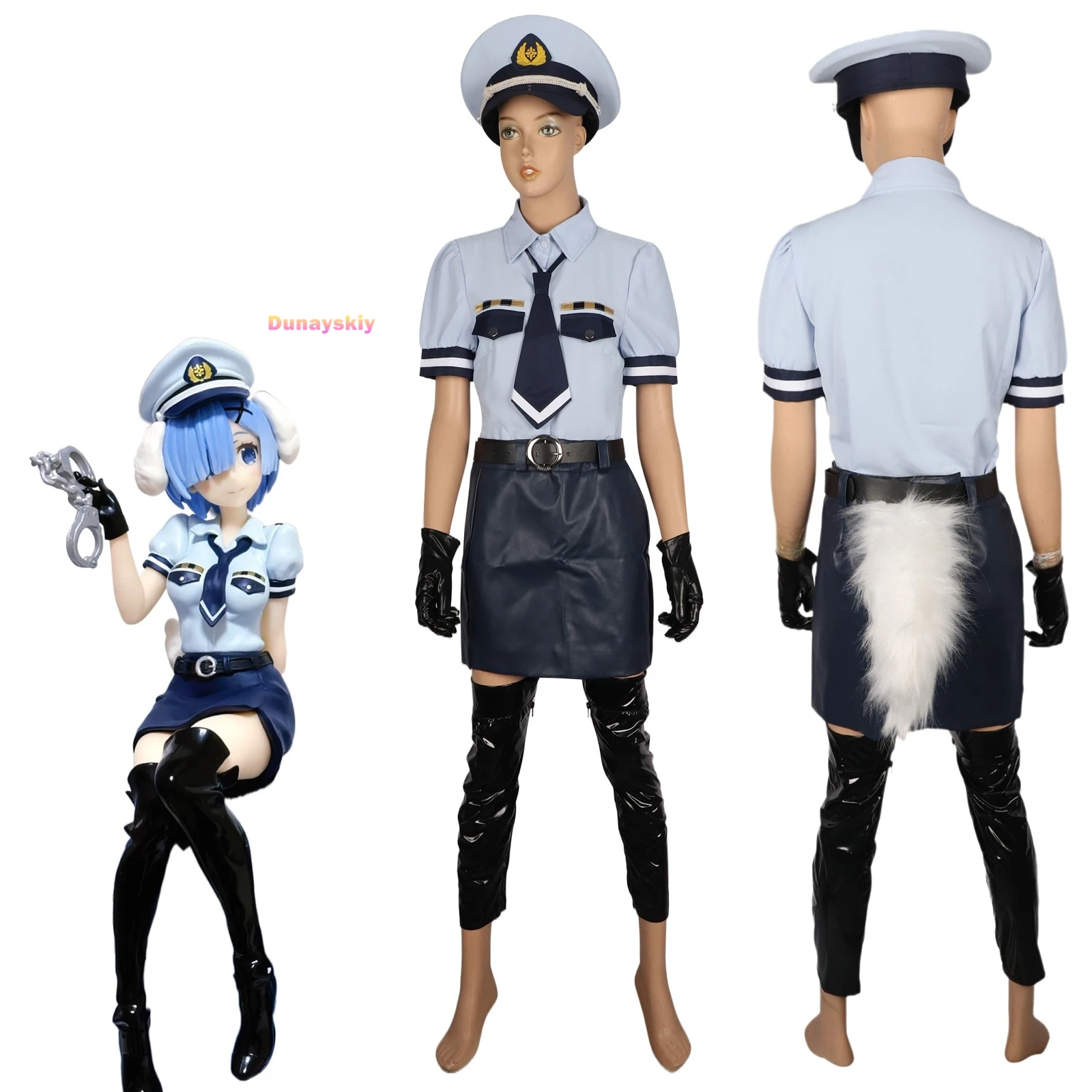 

Re:zero Kara Hajimeru Isekai Seikatsu Costumes for Girls 2024 Ram Rem Women's Halloween Costume police Woman Carnival Rail Suit