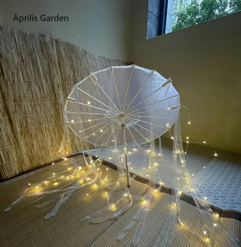 Aprilis Garden Purple LED Yarn Silk Cloth Decorative Umbrella Parasol Princess Lace Chinese Japan Umbrella Craft Party Cosplay mini umbrella,folding umbrella,automatic umbrella,mini sun umbrella,wind resistant umbrella,sun umbrella,automatic sun umbrella,windproof umbrella,manual umbrella,reverse folding umbrella