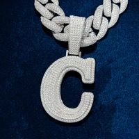 Collier Hip Hop personnalisé à double couche avec pendentif lettre unique, serti de zircons CZ, pour homme et femme, chaîne personnalisée, bijoux personnalisés, lettre unique A-Z 3