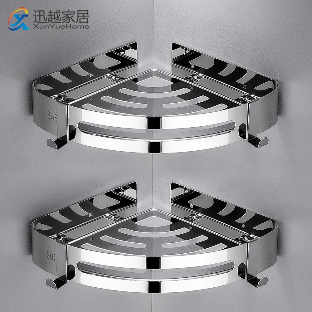 코너 욕실 선반 샴푸 홀더 벽 후크 행거 랙 광택 실버 스테인레스 스틸 샤워 캐디 화장실 액세서리