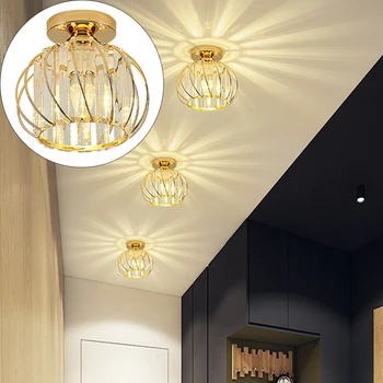 Modern Crystal Ceiling Light Lamp LED Semi Flush Mount Pendant Light Fixture Black 6