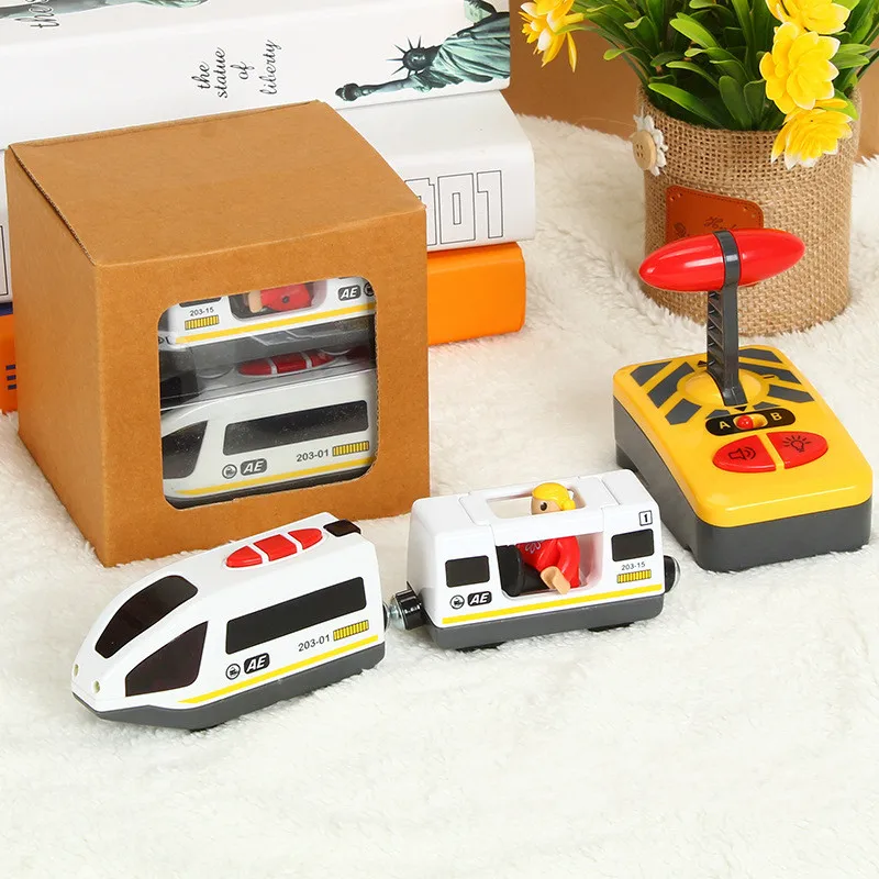 RC Electric Train Set Toys for Kids Car Diecast Slot Toy Fit for Standard Wooden Train Track Railway Battery Christmas Trem Set electric train set