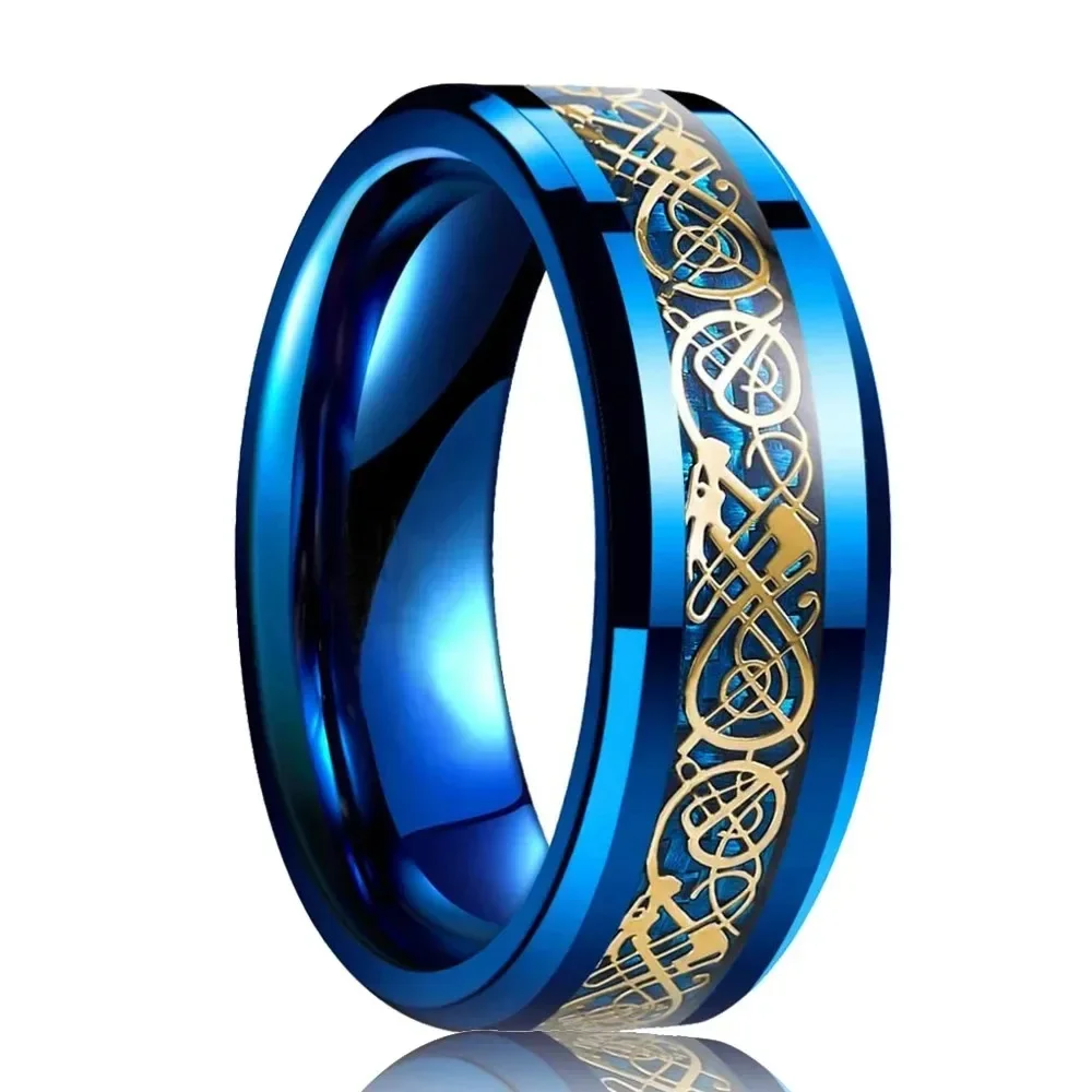 Sophisticated Silver Titanium Stainless Steel Men's Ring with Black Carbon Fiber Accent