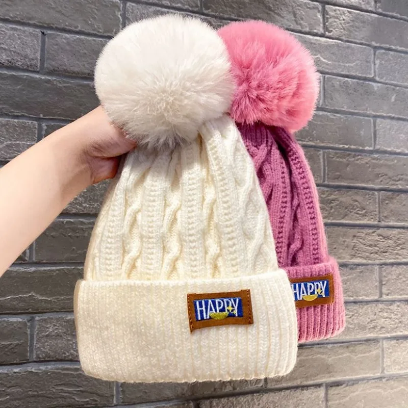 

Winter Hats for Woman Thicker Beanies Knitted Cap Girls Autumn Pom Poms Beanie Warm Wool Knit Hat Casual Outdoor Windproof Caps