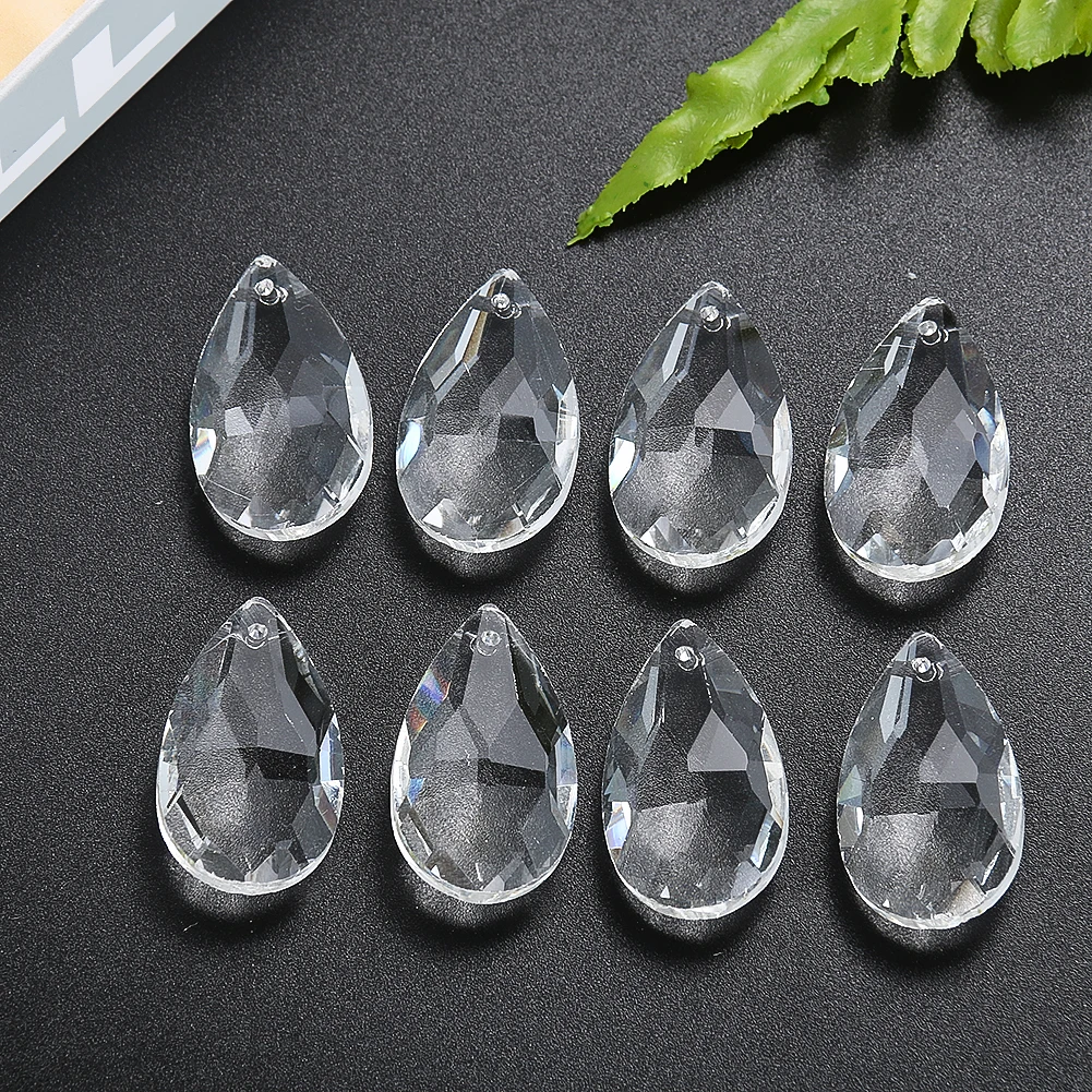 Chandelier Crystals Teardrop Prisms 6PCS 28mm Clear Faceted Pendant Rainbow Refractive Effect Crystal Beads for Jewelry Making