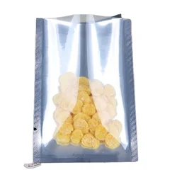 100 - Pack Clear Front Mylar Bags - Aluminum Foil Open Top for Food and Gift Packaging (Clear Front)