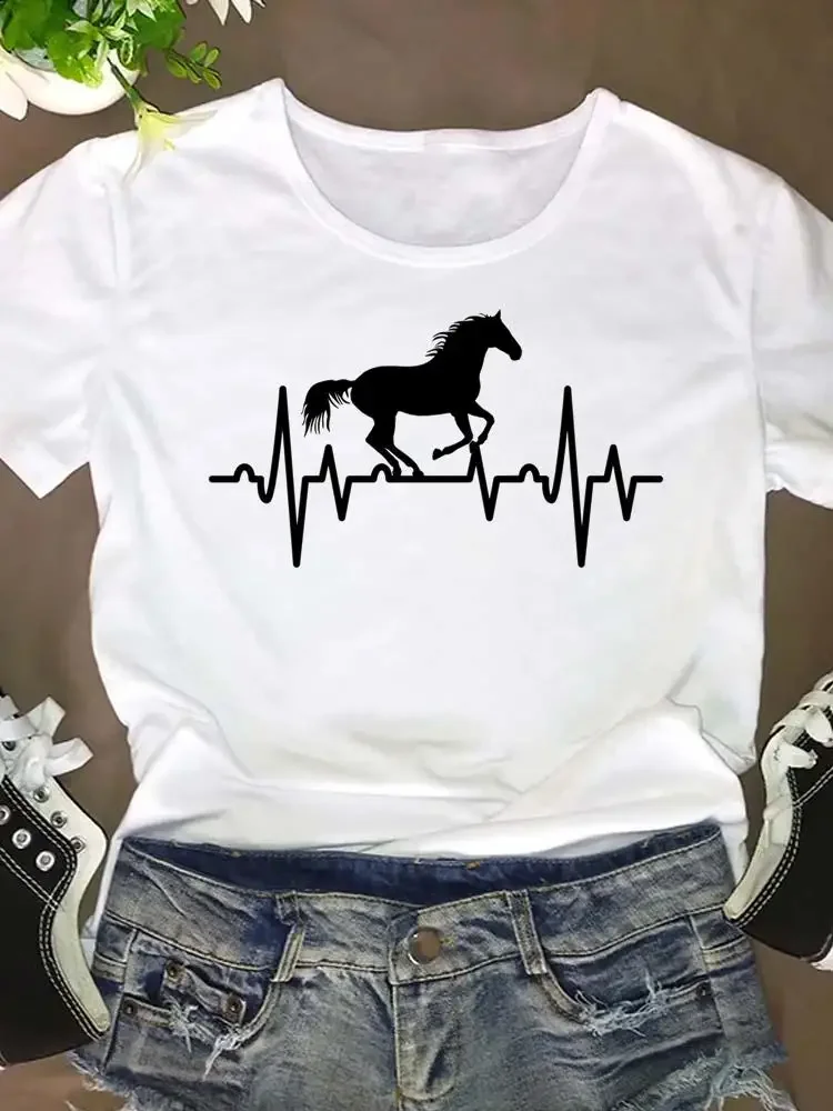 

Fashion Graphic T Shirt Horse Love Trend 90s Cute Clothing Clothes Women Short Sleeve Summer Tee T-shirt Cartoon Female Top