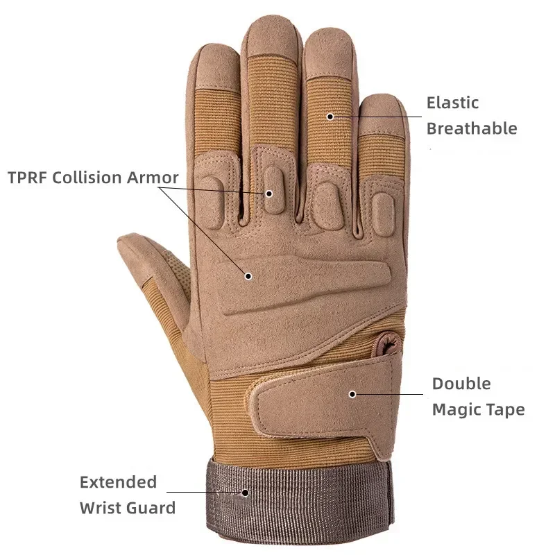 1Pair Men Full Finger Gloves Outdoor Hiking Climbing Sport Camping Combat Anti-skid Cycling Motorcycle Mittens Hunting Equipment