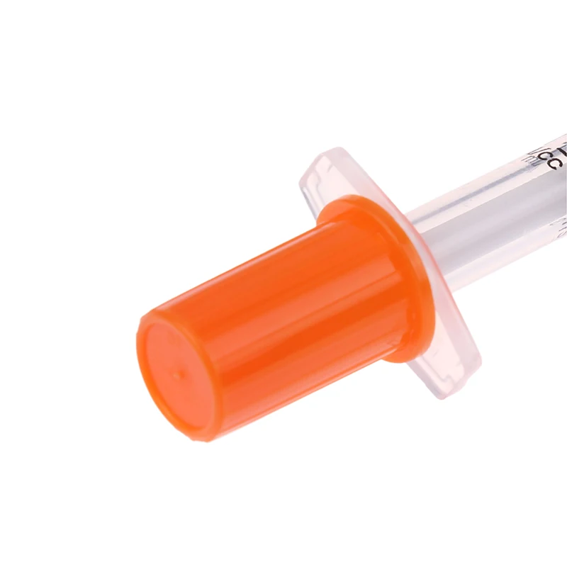 5Pcs 0,3/0,5/1ML Einweg Kunststoff Veterinär Spritze Orange Kappe Sterile Insulin Spritze Mit Nadeln für Pet Farm Tier – Detail 14