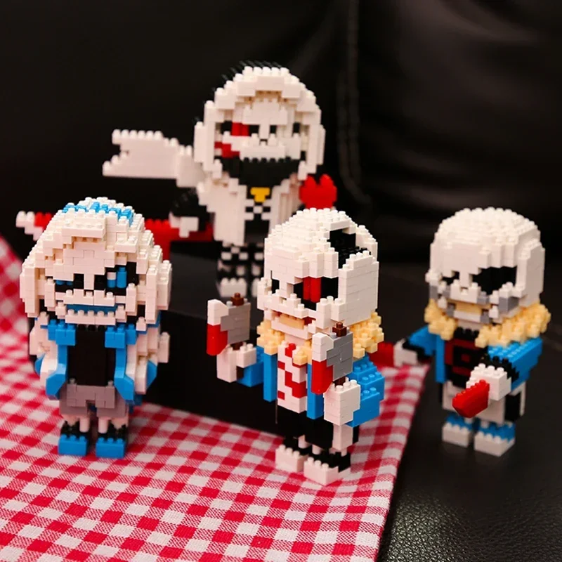 SC Game Undertale Sans Cross Nightmare Reaper Ink Skeleton Hero Monster Doll DIY Mini Diamond Blocks Bricks Building Toy No Box 5