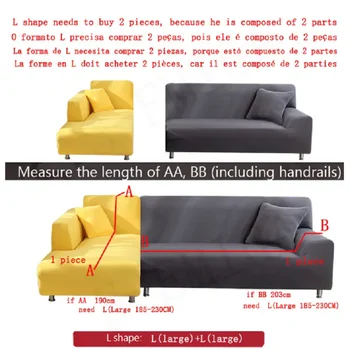 Solid Color Sofa Covers for Living Room Polyester Sofa Cover Elastic Corner Couch Cover Slipcover Chair Protector 1/2/3/4 Seater