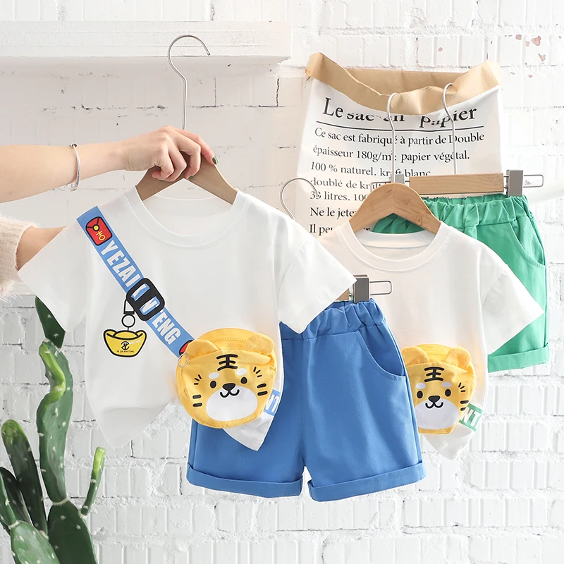 

YZ-BabyClothesToddlerBoy Clothes 0-5 Years Old Summer Short-Sleeved Shorts Suit Baby Printed Shirt Casual Shorts Two-Piece Suit