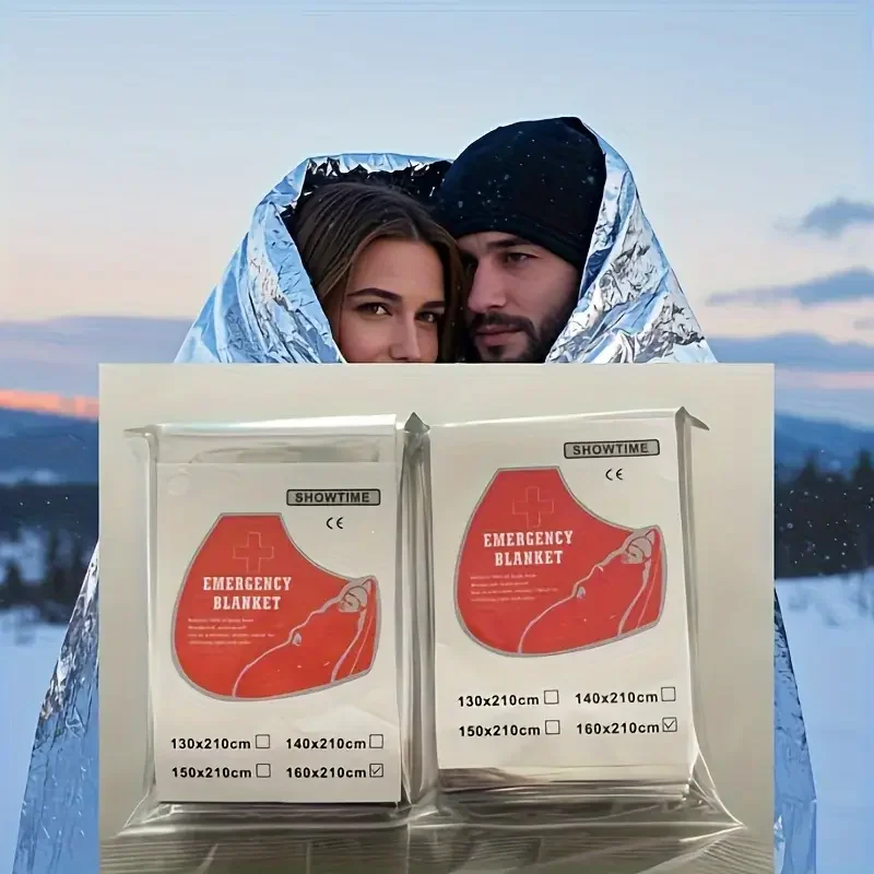 2pcs Emergency Survival Blankets - Heavy Duty Thermal Reflective Mylar for Outdoor First Aid, Camping & Hiking Gear, Waterproof