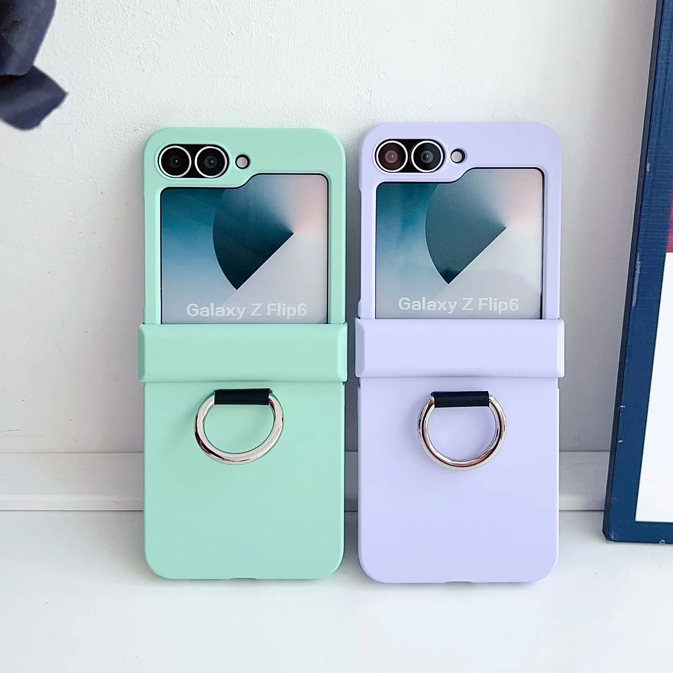 Colorful Matte Grip Ring Shockproof Phone Case with Finger Buckle