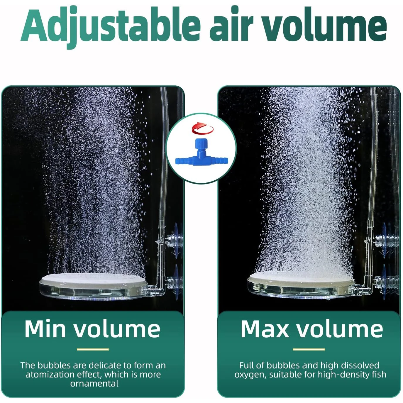 Aquarium Air Stone Fish Tank Nano Bubble Stone Kit With Control Valve Quiet Oxygen Diffuser oxygenator