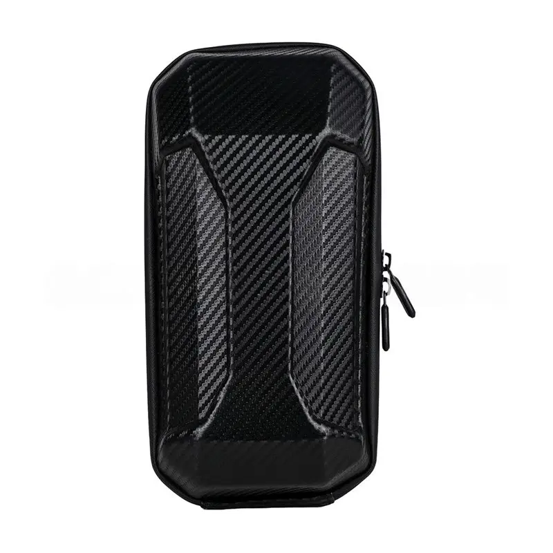 A02Q carbon fiber textured waterproof battery cover bag installed on Sur-Ron Light Bee X  Hard shell PVC battery protection bag for Sur-Ron Light Bee S showing dual mounting straps