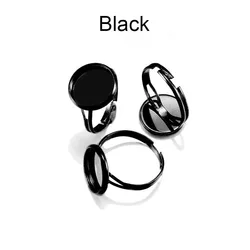 Adjustable Blank Ring Base Set for DIY Jewelry Making - 10 Pieces (Black)