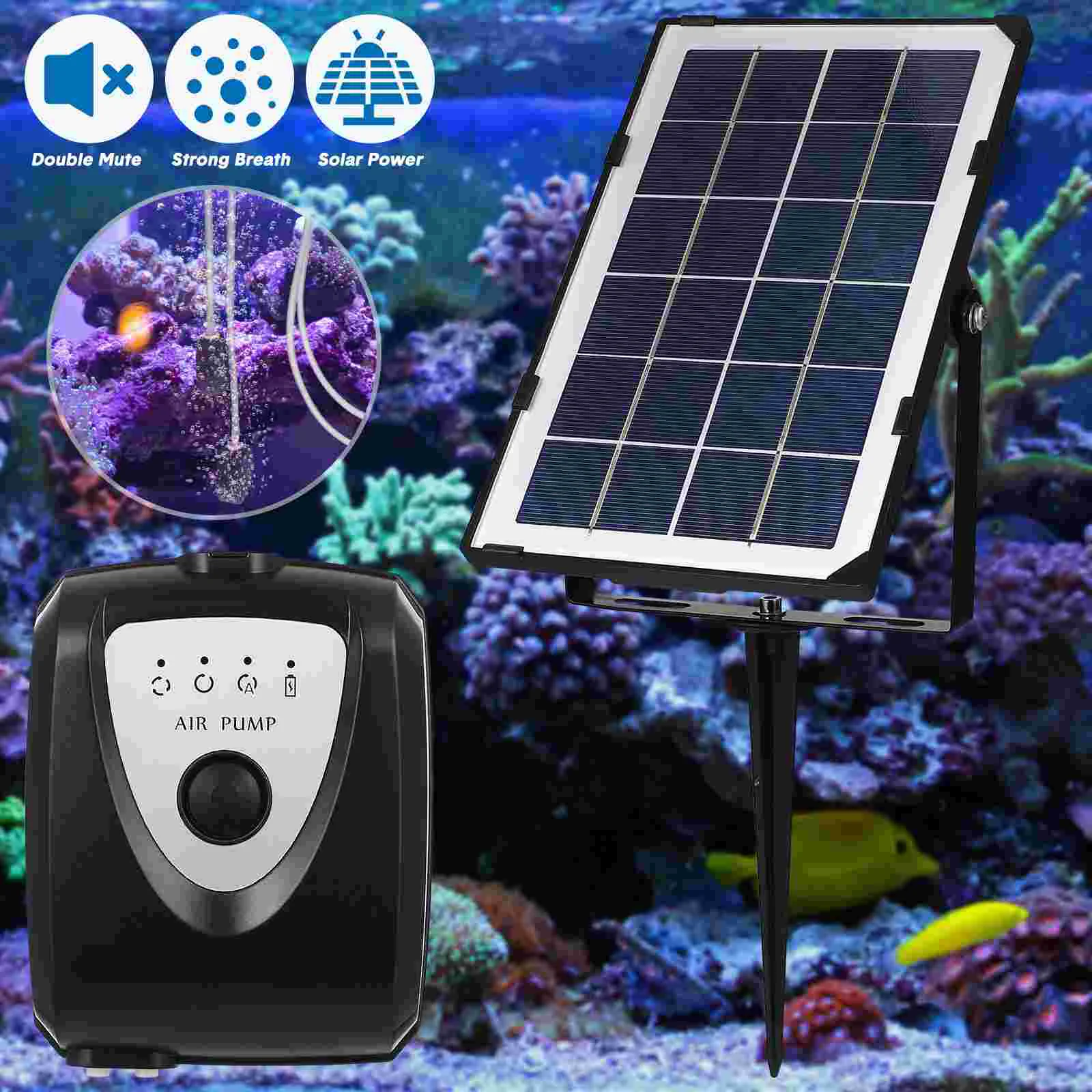 

Pump Pond Aerator Air Solar Set Solar Power Air Pump Aerator Set Oxygenation Equipments For Aquarium Fish Tank Garden Pond