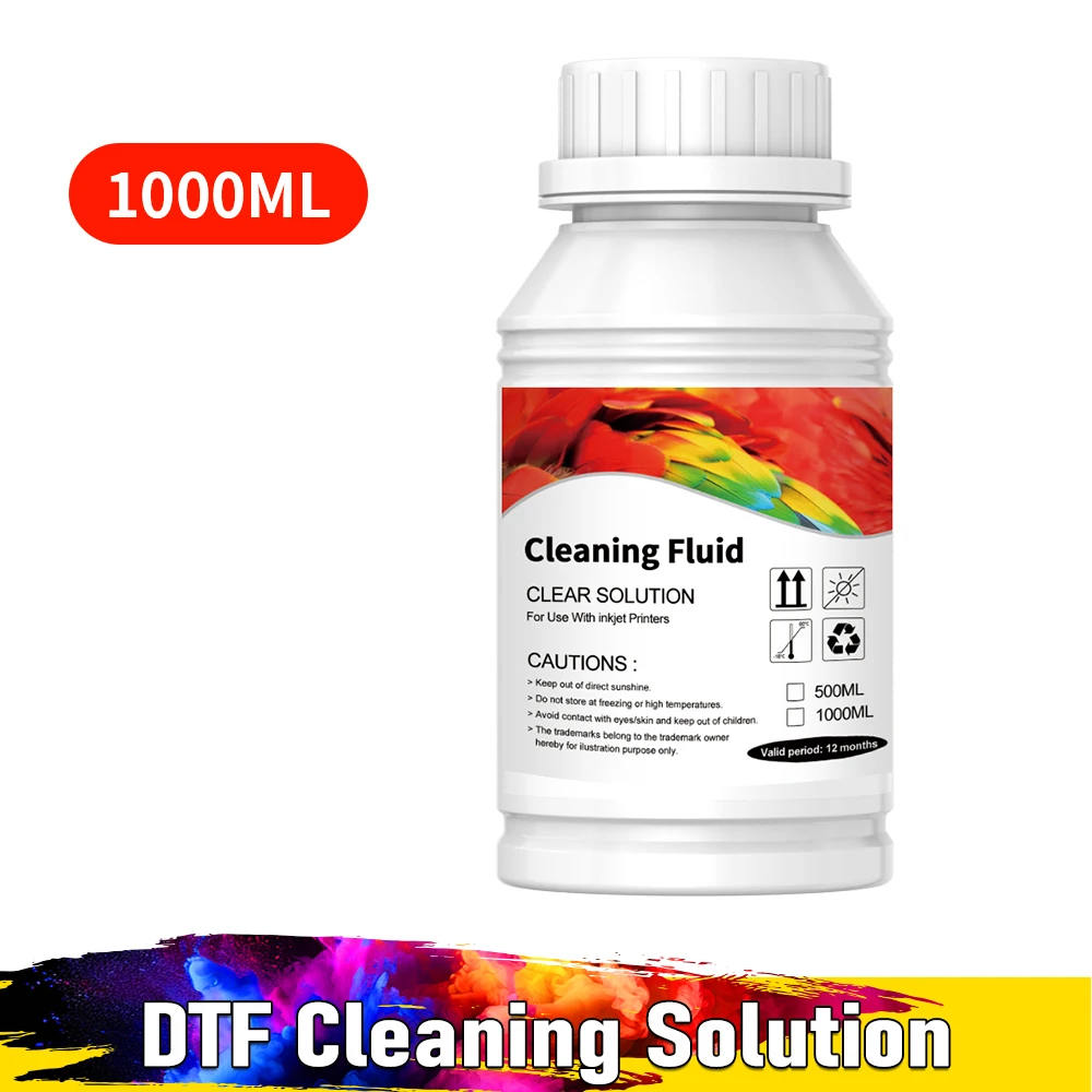 500ML DTF 클리닝 솔루션 (DTF 프린터 프린트 헤드용 DTF 잉크 클리너, R1390 L1800 XP600 DX5 4720 I3200 DTF 프린팅 머신용)