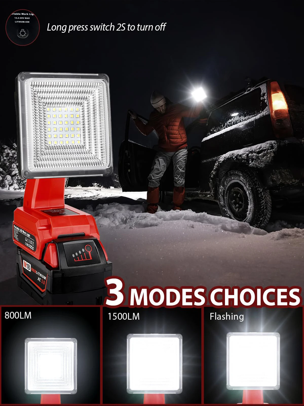 25W LED Work Light for Milwaukee M18 18V Battery Outdoor Flood Light with 2 USB