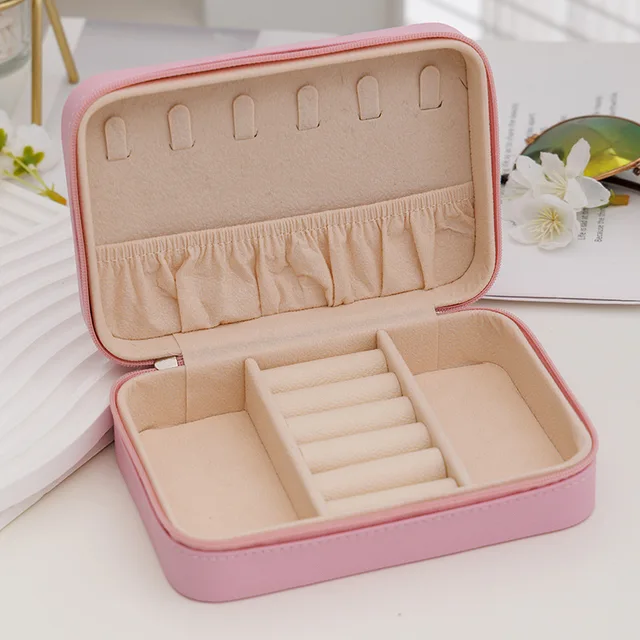 Boîte de rangement portable pour bijoux, organiseur de voyage, étui à bijoux en cuir, rangement pour boucles d'oreilles, colliers, bagues, présentoir à bijoux