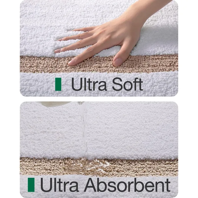 2686-f59361.jpg Luxury Oval White and Beige Bath Mat – 24x36 Non-Slip, Quick-Dry Microfiber Bathroom Rug