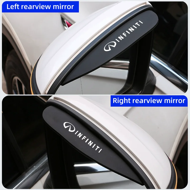 Car Rearview Mirror Rain Eyebrow 2PCS For Infiniti FX35 Q50 G37 Q30 ESQ QX50 QX60 QX70 ESQ JX35 Sun Visor Shade Cover Protector
