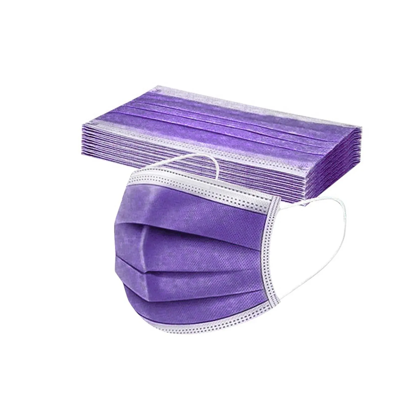 Disposable Face Mask 50PCS Women Man Solid Mask 3Ply Ear Loop Anti-PM2.5