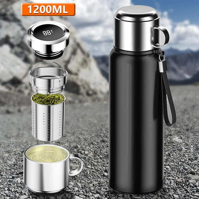 Termo inteligente con pantalla de temperatura para deportes al aire libre,  botella de agua fría y caliente, 1200ML - AliExpress