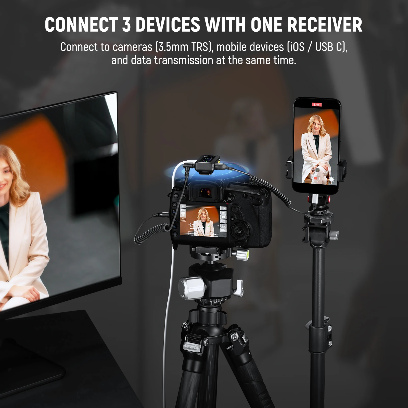 CM28 pro Wireless Lavalier Lapel Microphone System with Noise Canceling 4GB Stor