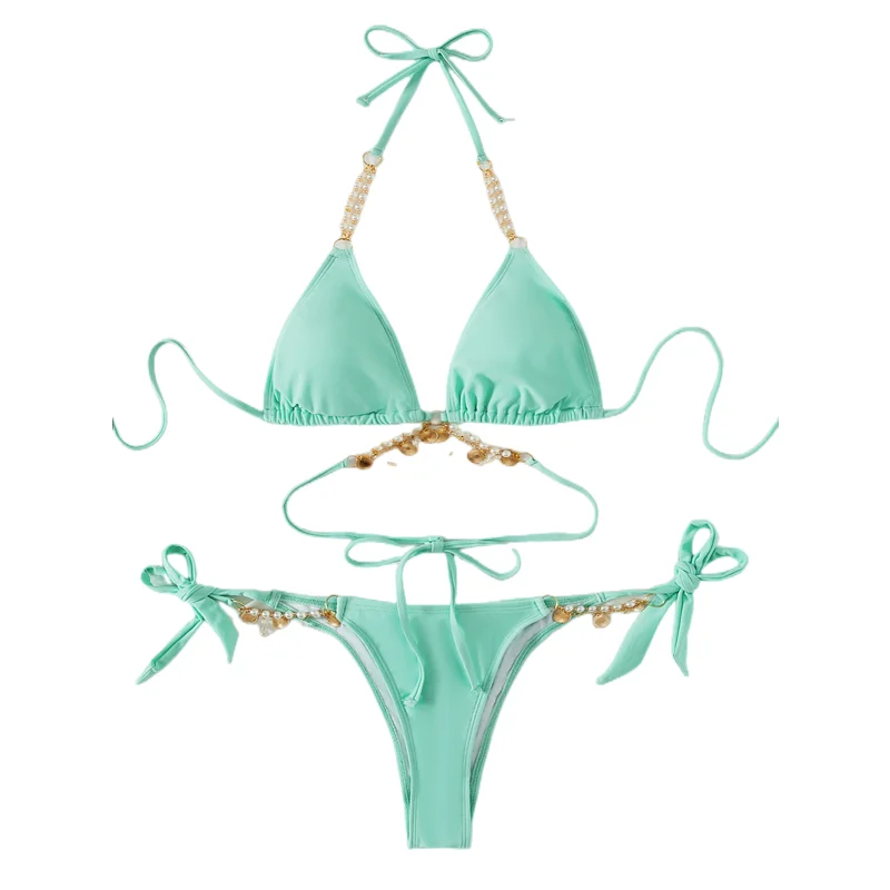 

Новинка 2022, качественный раздельный купальник, соблазнительный бикини с кристаллами, купальник из двух предметов, пляжная одежда, купальный костюм, 13 цветов