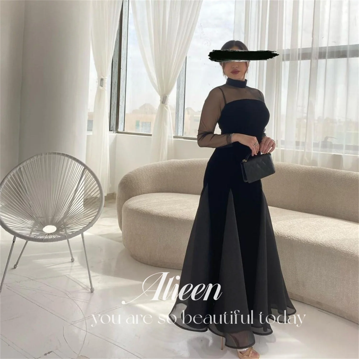 

Aileen Black A-line Party Dress Women Elegant Luxury Evening Prom Saudi Dresses Pretty Women's 2024 Suitable Request Midi Woman