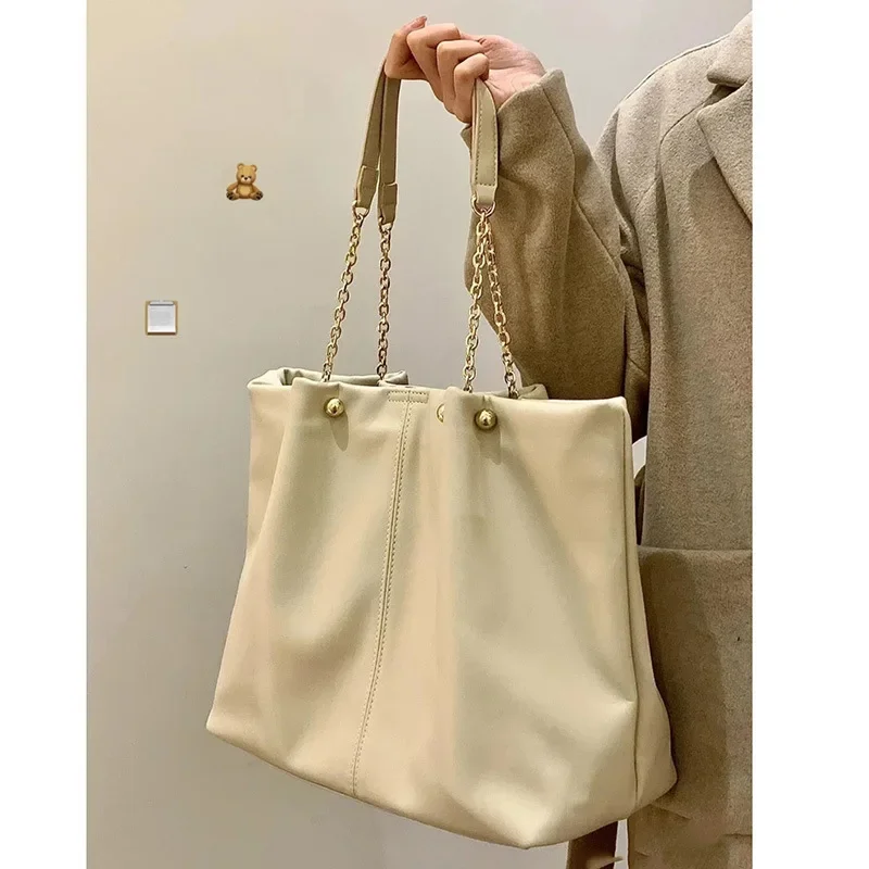 Shoulder Bag Large Capacity Senior Sense Solid Color Handbag for Women New Casual Fashionable Tote Simple Trend All-match