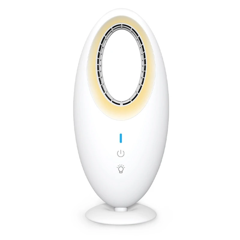 

Portable Bladeless Fan 12" Small Personal Cooling Fan Touch Control LED Light,Quiet Table Fan 90° Auto-rotate for Home