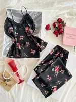 Ensemble 2 pièces pour femmes, haut et pantalon en dentelle imprimés, élégant et romantique, confortable et respirant, vêtements pour femmes 3