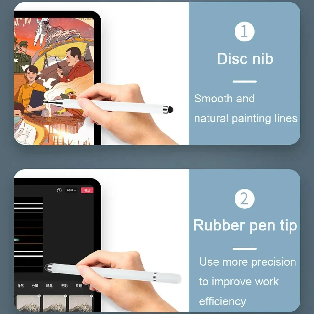 Tablet stylus pen 2 in 1 double headed high sensitivity replaceable nib for tablet and phone