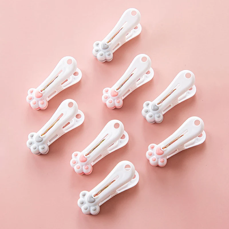 귀여운 고양이 발톱 의류 페그, 플라스틱 금속 용수철 클립, 옷 고정 페그 양말 속옷 거치대 세탁 액세서리, 12 개/로트