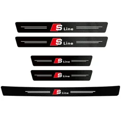 Premium Leather Car Door Sill Plate Protectors - Set of 1, 4, or 5 Pieces (5Pcs - Sline)