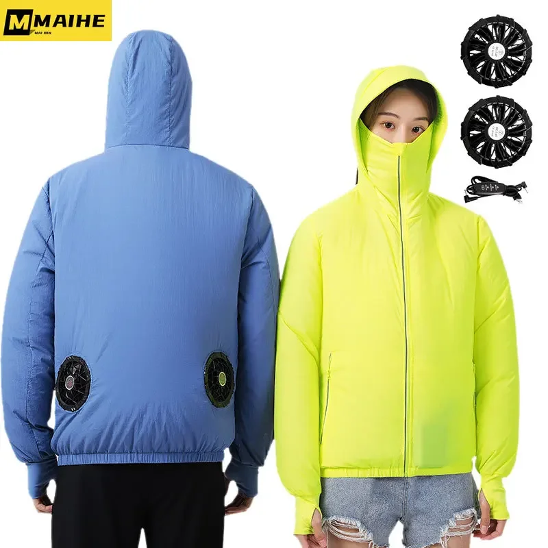 Ykywbike 겨울 사이클링 자켓 야외 따뜻한 양털 코트 열 자전거 자켓 Mtb 자전거 저지 비바람에 견디는 스포츠 용 재킷 바람막이 자전거의류 바이크자켓 8 남녀공용 자외선 차단 냉각 선풍기 의류, 후드 달린 에어컨 의류, 오토바이 냉각 선풍기 재킷, 여름 하이킹 낚시