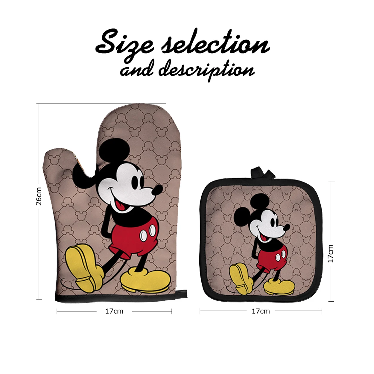 Silicone Oven Mitts Kitchen Gloves Silicone Oven Gloves Mickey Mouse Oven Mitts and Potholders Disney Microwave Oven Gloves Non-Slip Cooking Heat Resistant Baking Gloves for Kitchen