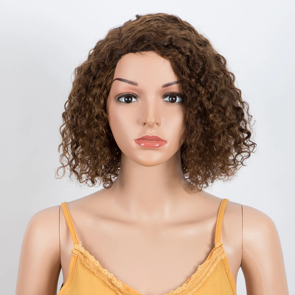 Brazilian Human Hair Lace Front Wigs Water Wave C Parted Glueless Undetectable Minimalist With Bangs Short Curly Bob