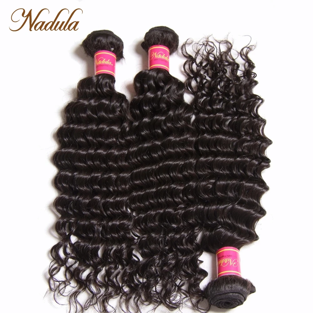 Nadula Hair Peruvian Deep Wave Hair Bundles 12-26Inch Human Hair 3 Bundles Deal Remy Hair Weaves Natural Color