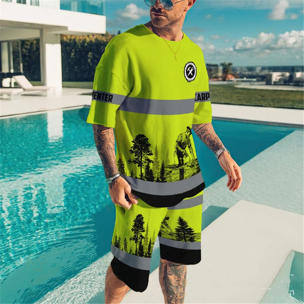 Mens 3D Print Tracksuit Sportswear Set