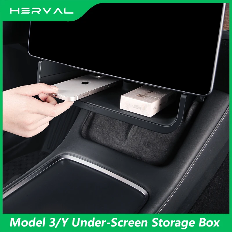 

Herval For Tesla Model 3 Model Y ABS Under-Screen Storage Box Storage Box Behind The Screen Storage Box Accessories