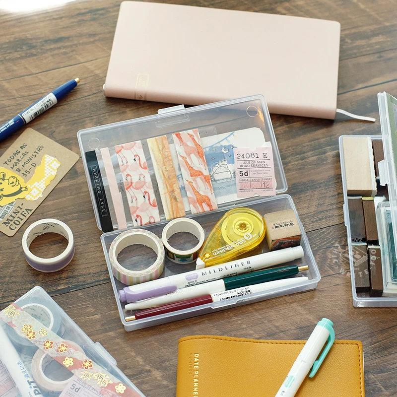 Desktop Storage Box Stationery Organizer Stationery Storage Box 1 PC Stationery Stickers Plastic Storage Box Organizer Container Art Tool Case for Craft Desktop