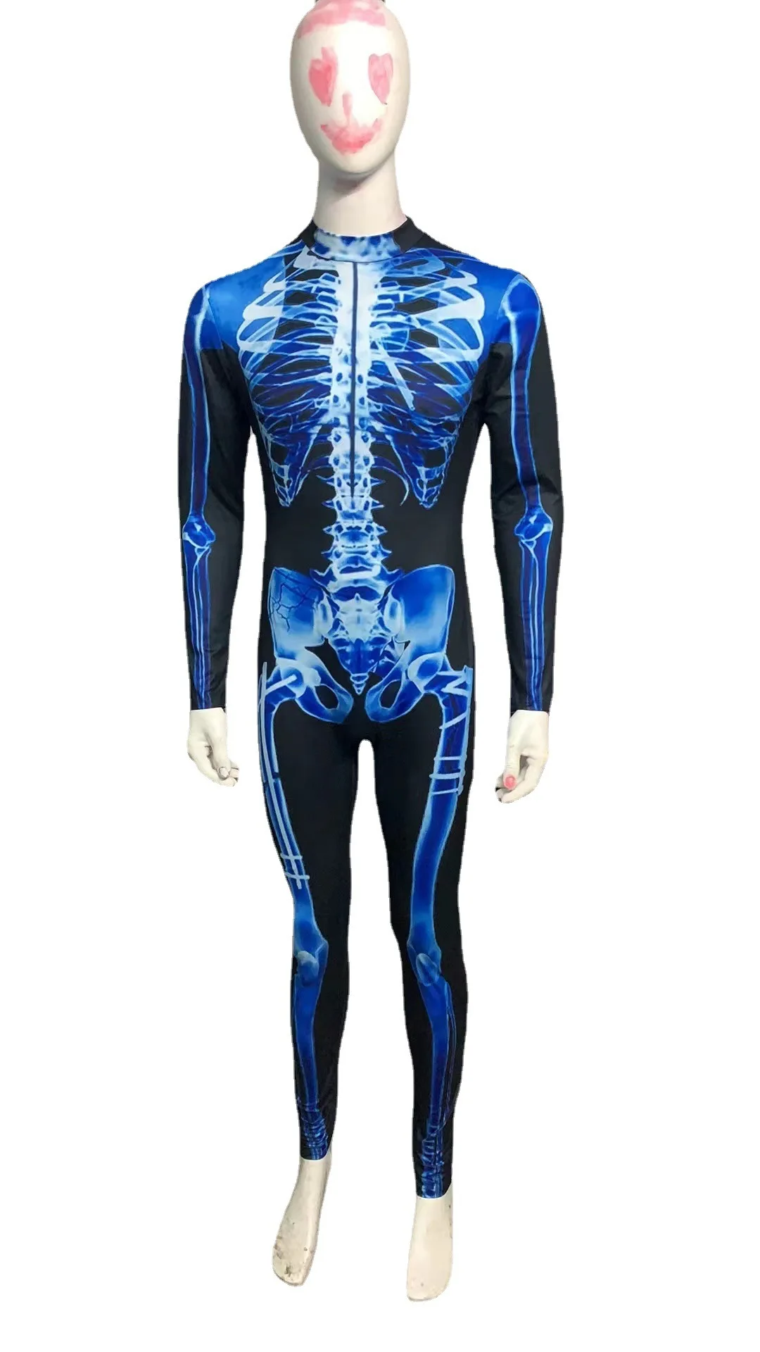 Ghost Scarey Cosplay Costumes for Men Skull Print Gothic Long Sleeve Jumpsuits Womens Rompers Carnival Party Male Clothes