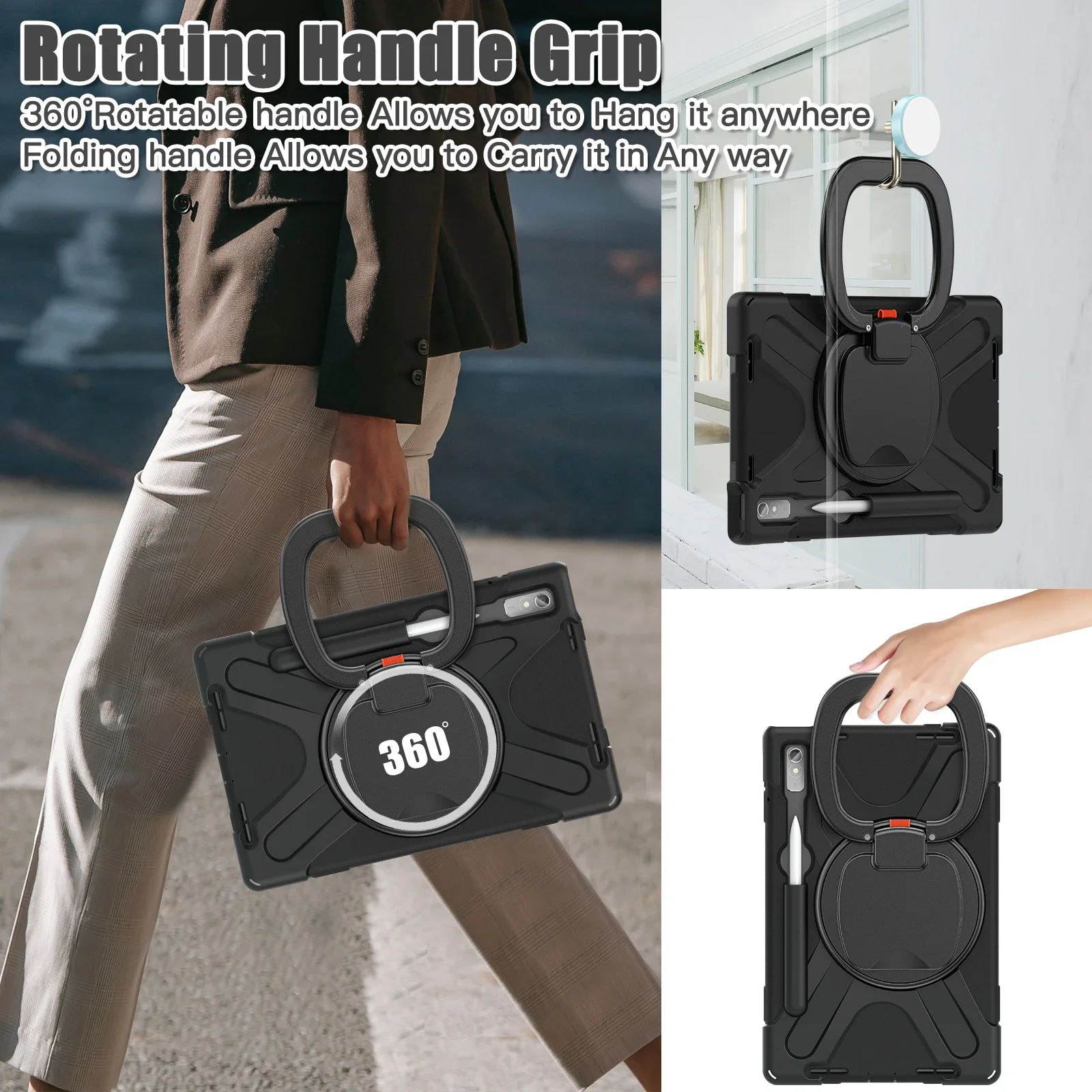 Heavy Duty Tablet Case with 360° Rotatable Handle Grip