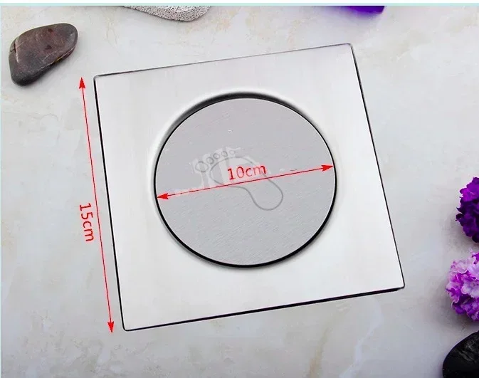 Bouchon de Vidange Rond pour Sol de Salle de Douche, 10x10cm, 12x12cm ou  15x15cm
