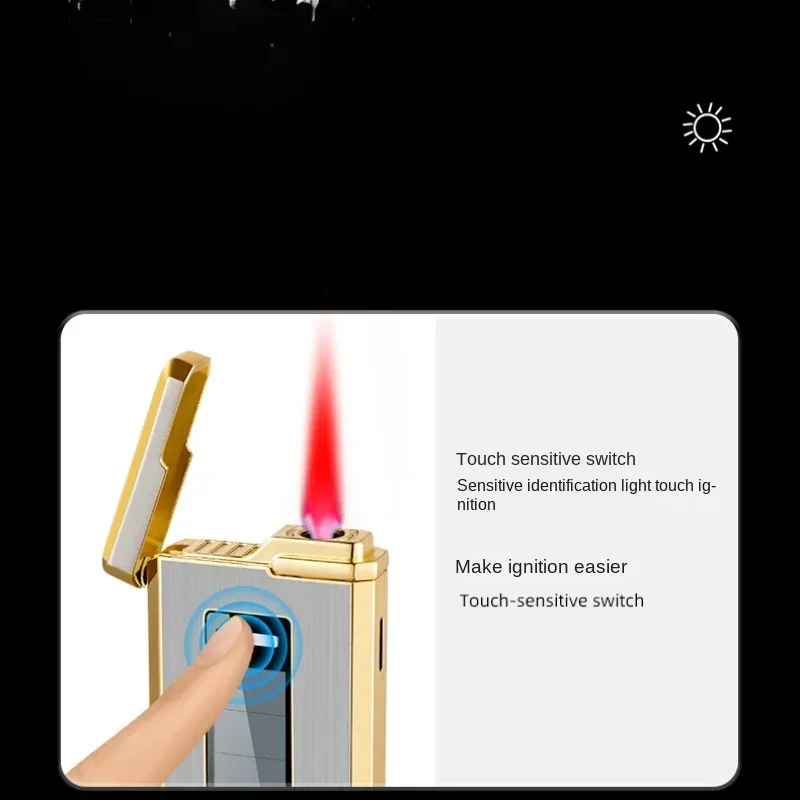 New Creative Solar Rechargeable Lighter Metal Red Flame Modern Simple Personality High-end Inflatable Gift Lighter Men's Gift 5